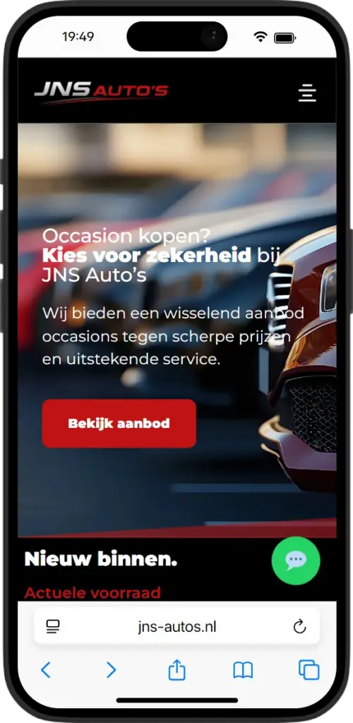 JNS Auto’s – persoonlijke occasionwebsite in Gemert - Mobiel