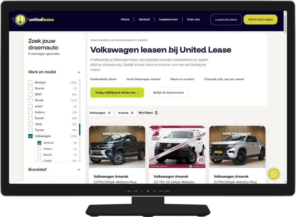 United Lease – schaalbaar leaseplatform - Desktop
