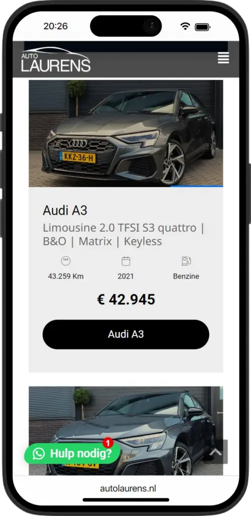 Auto Laurens – voorraadsite van budget tot exclusief - Mobiel