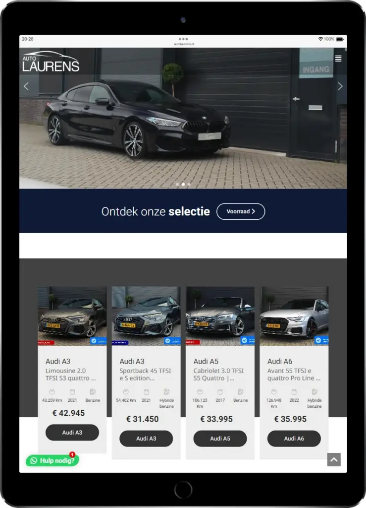 Auto Laurens – voorraadsite van budget tot exclusief - Tablet